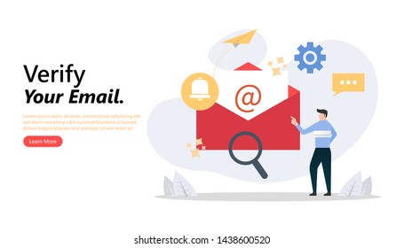 man checking mail concept. Business man vector illustration. Working process, New email message, mail notification. Social network, searching mail, New incoming message, mail sending. flat & eps 10