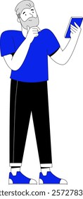 Man Checking Phone Flat Illustration