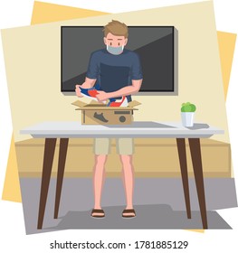 A man checking product condition after bought it via online store