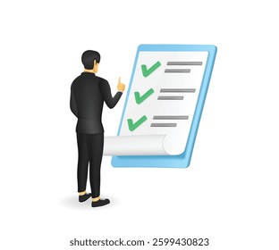 A man checklist document concept illustration