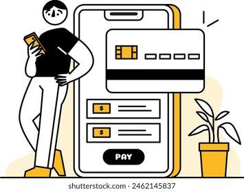 A man checks a digital wallet