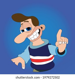 Man With A Cheeky Smile And Big Nose Cartoon Profile Avatar - Flat Design