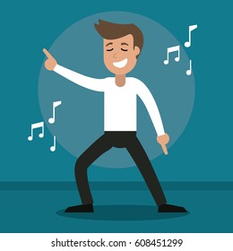 man cheerful dance party