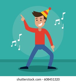 man cheerful dance party