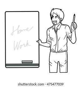 man was cheerful teach presentation for student