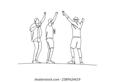 man cheerful when hangout. Hang out minimalist concept. simple continuous line, simple line, black and white design.