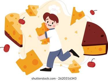 A man cheese lovers Illustration