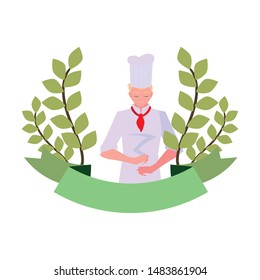 man chef character with uniform
