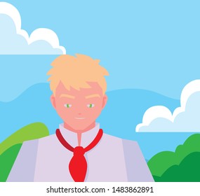 man chef character with uniform