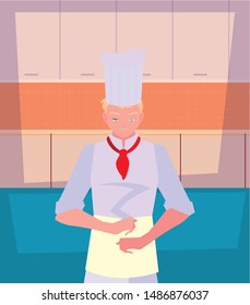 man chef character with uniform