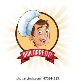 man chef chefs hat person kitchen restaurant icon. Cartoon and anime design. Vector illustration