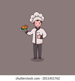 Man chef cooking cartoon illustration. chef vector 