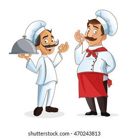 man chef mustache chefs hat person plate kitchen restaurant icon. Cartoon and anime design. Vector illustration