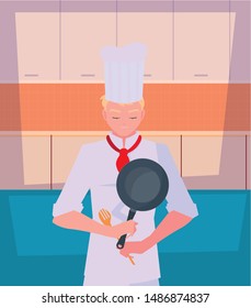 man chef preparation cooking vector ilustration