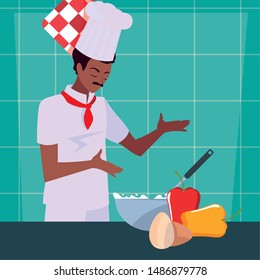 man chef preparation cooking vector ilustration