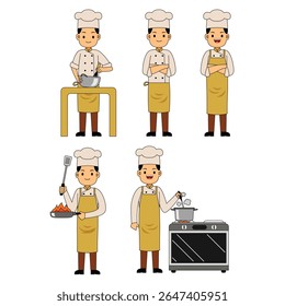 Man Chef Profissão Personagem Vetor Ilustração