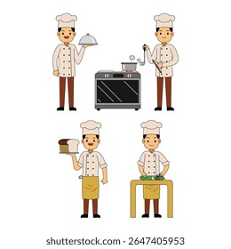 Man Chef Profissão Personagem Vetor Ilustração