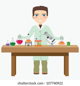 Man chemist do experiment in the laboratory.