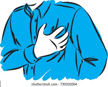 Man With Chest Pain Vector Illustration