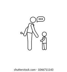 Man and child icon. Man  and child conversation vector icon. Child and man