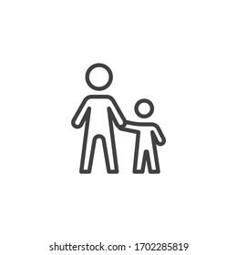 Man and child line icon. linear style sign for mobile concept and web design. Dad with son outline vector icon. Symbol, logo illustration. Vector graphics