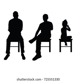 man and child silhouette sitting set illustration on white