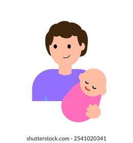 Man with a child. Vector simple color flat illustration.