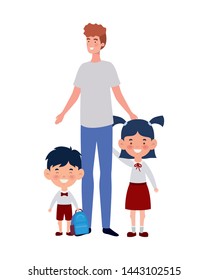 man with children of back to school