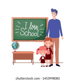 man with children of back to school