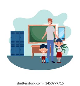 man with children of back to school