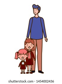 man with children of back to school