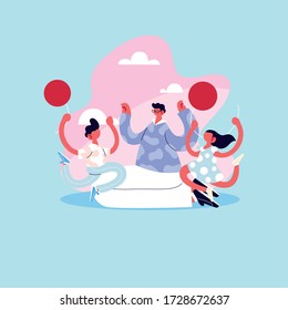 man and children, card of the father day vector illustration design