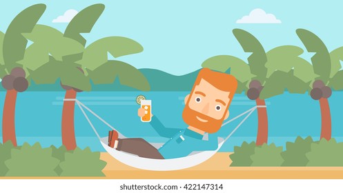Man chilling in hammock.
