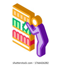 Man Choose Products Icon Vector. Isometric Man Choose Products sign. color isolated symbol illustration - Shutterstock ID 1766426282