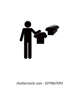 man chooses a T-shirt illustration. Element of shop and shopping for mobile concept and web apps. Detailed man chooses a T-shirt illustration can be used for web and mobile