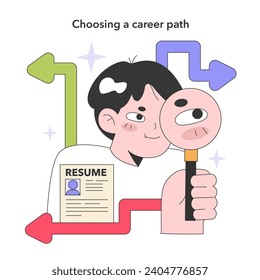 Man choosing career path. New opportunities, life changing decision. Youth and adulthood years. Life milestones. Young male character getting old. Flat vector illustration