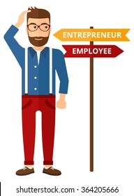 Man choosing career way.