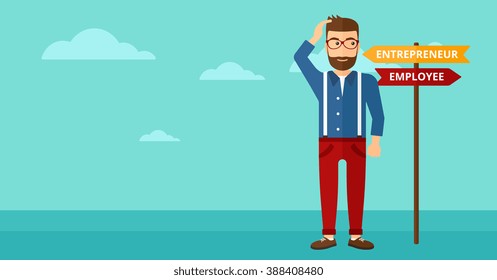 Man choosing career way.