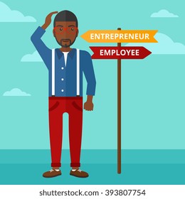 Man choosing career way.