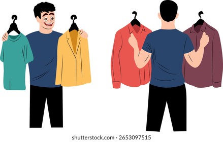 Man Choosing Clothes Style Options