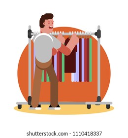 Man choosing clothing