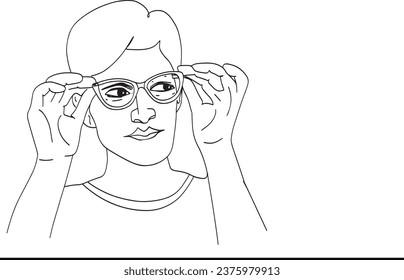 Man Choosing Eyeglasses - Cartoon Illustration in Modern Ophthalmology Clinic, Eyewear Selection - Cartoon Illustration of Handsome Young Man Choosing Glasses