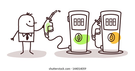 man choosing green fuel