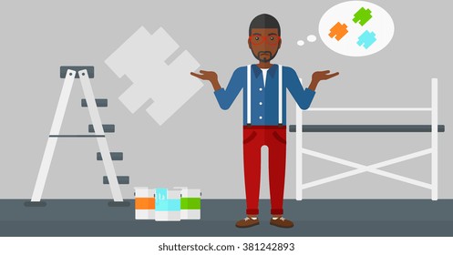 Man choosing paint color.