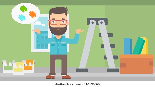 Man choosing paint color.