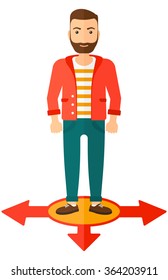 Homem escolhendo o caminho.