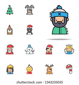 Man christmas colored icon. Christmas avatars icons universal set for web and mobile