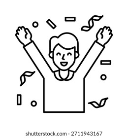 Man Christmas Confetti Celebration Vetor Illustration, ícone de estilo de linha