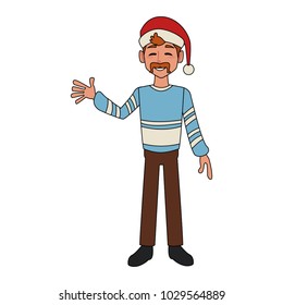 Man with christmas hat cartoon