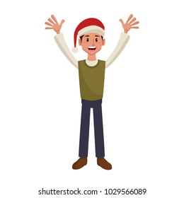 Man with christmas hat cartoon